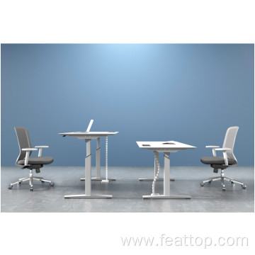 White Double Motor Electric Lift Table for Office